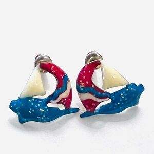 Lunch At The Ritz 🆕 Sailboat earrings, post for pierced ears